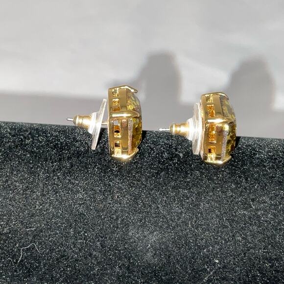 KATE SPADE NEW YORK GOLD GLITTER SQUARE STUD EARRINGS - Picture 3 of 6
